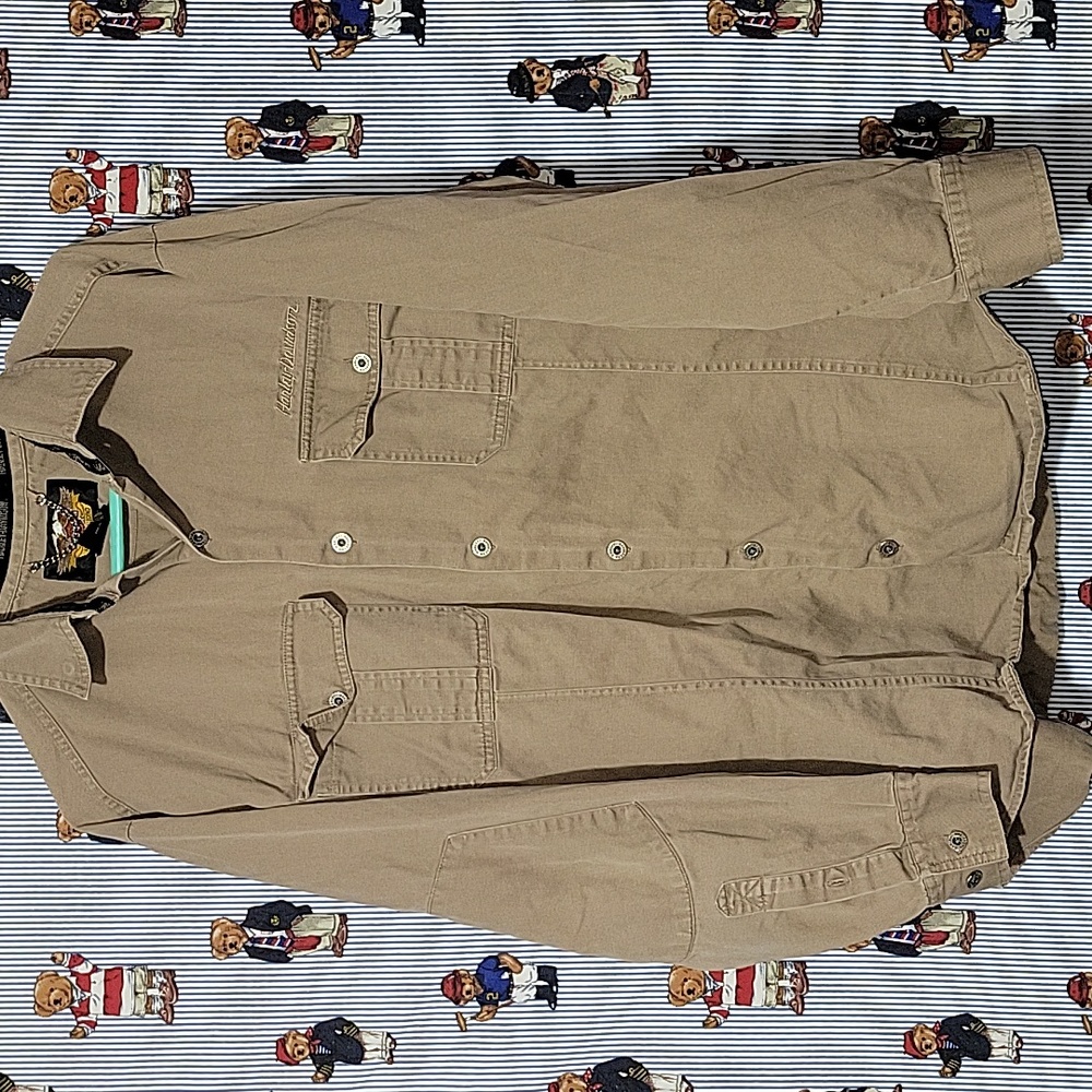 Harley Davidson Est 1903 Button Down Long Sleeve Embroidered Shirt Mens Large